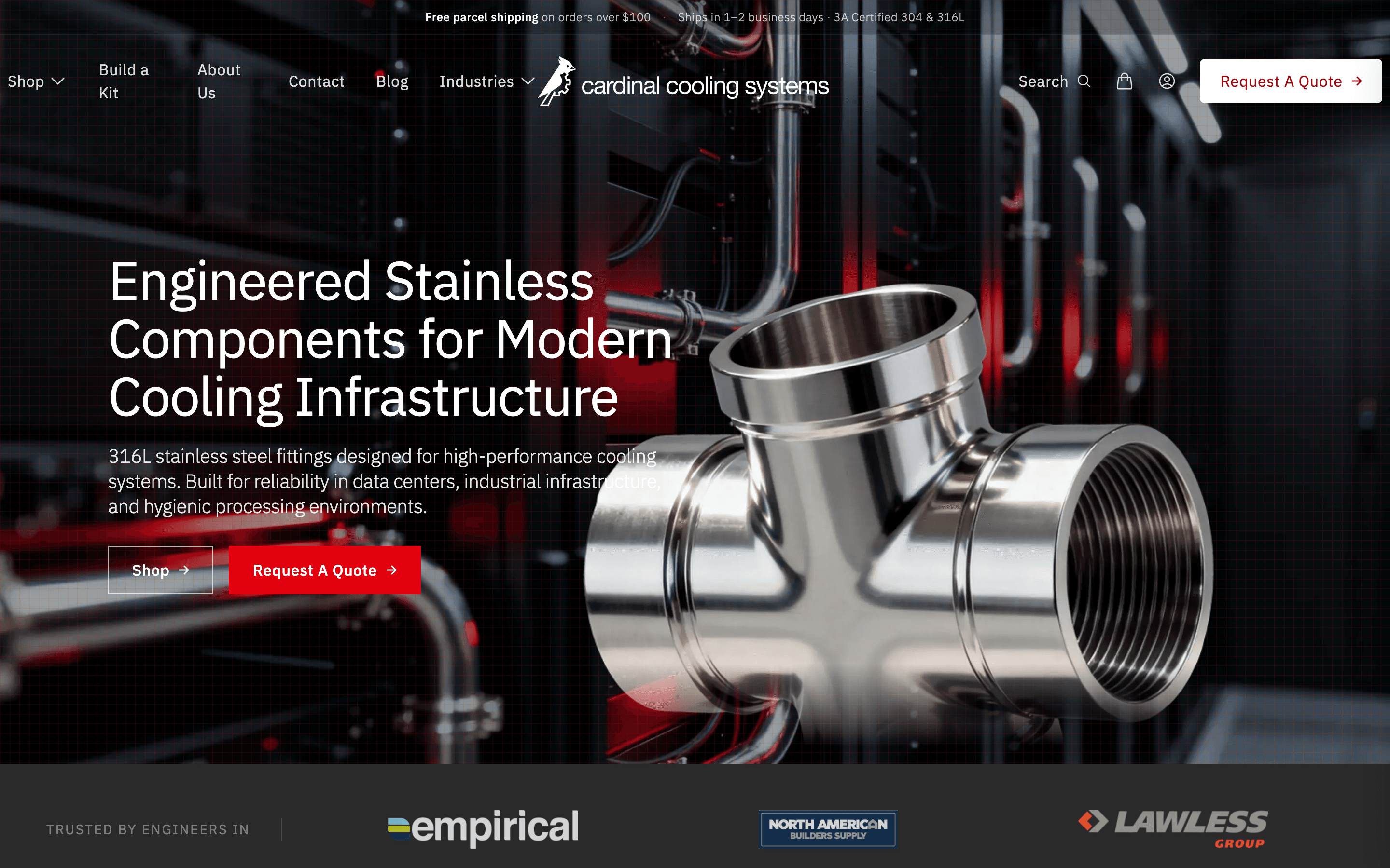 Cardinal Cooling Systems storefront homepage